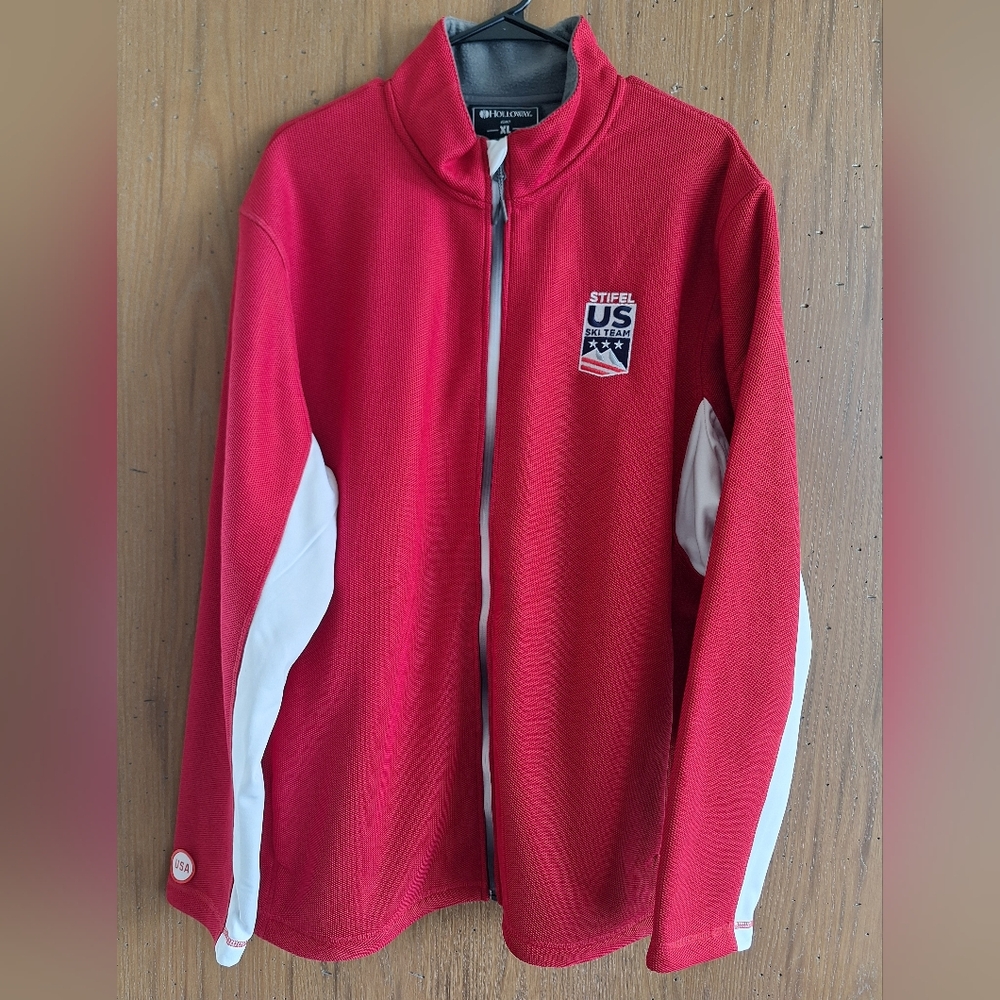 US Olympic Ski Team Jacket Zip Warmup Fleece Lined Track Sz XL
